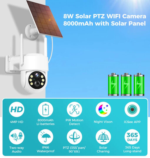 Outdoor Surveillance Camera with Solar panel - Image 7