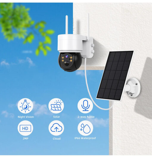 Outdoor Surveillance Camera with Solar panel - Image 4